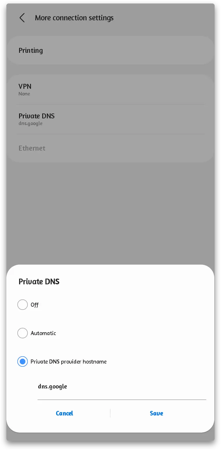 Private DNS OneUI